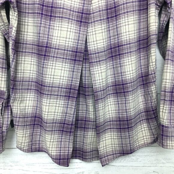 Patagonia Women's Purple Plaid Shirt Driving Song Button Up Back Pleat Small - Picture 3 of 10